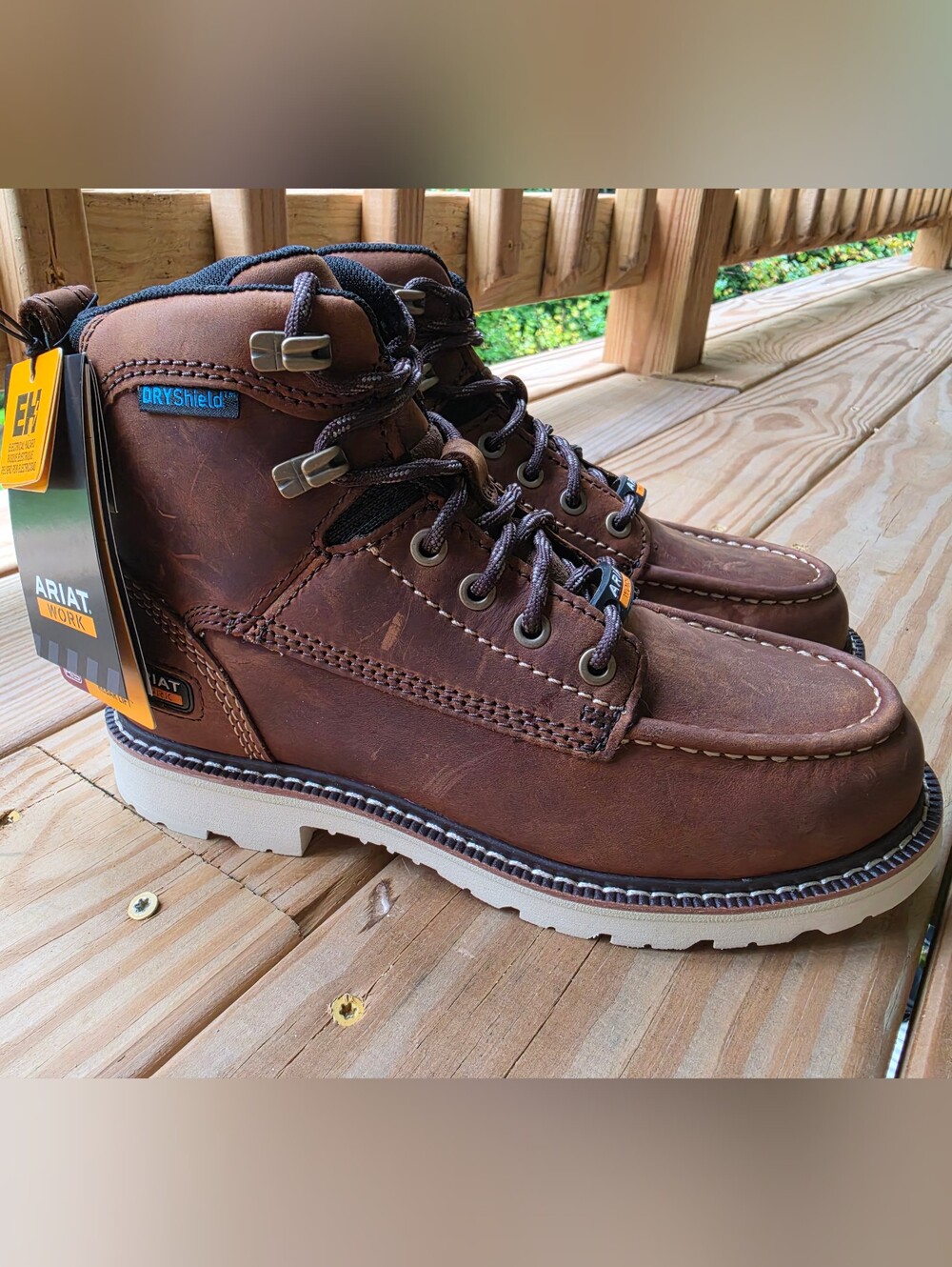 Ariat Rebar Lift H20 Distressed Brown Work Boots 6.5 Women
